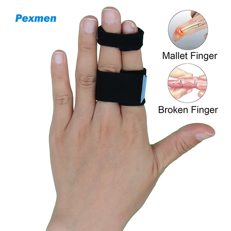 Pexmen 1/2/5/10Pcs Buddy Tape Finger Straps With Padded No-Slip Hook and Loop Finger Splint Solution To Support Injured Fingers