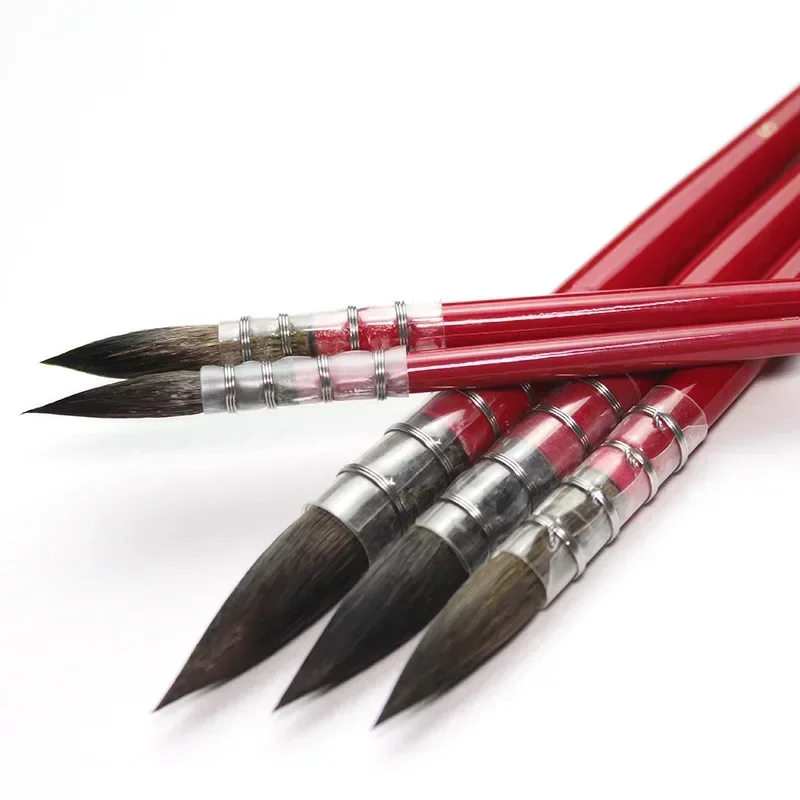 Pinceau de peinture d'artiste en poils d'écureuil, 1 pièce, pinceaux de peinture pointus pour aquarelle, fournitures d'art, fournitures de peinture, outil éducatif