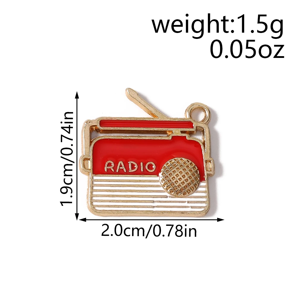 Leslie 10 Stück Emaille-Anhänger mit Motiven von Musik, Radio, Grammophon und Kassetten für die Schmuckherstellung, Anhänger, Halsketten, Ohrringe, DIY-Handarbeiten – Detail 5