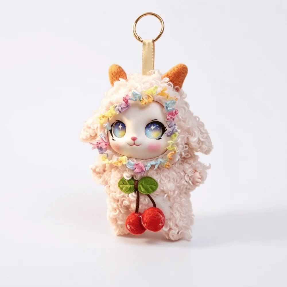 Curly Hair Big Ear Curly Hair Rabbit Doll Vinyl Curly Plush Plush Rabbit Doll Keychain Cute Big Ear Plush Rabbit Doll Keyring