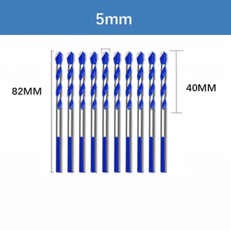 10pcs 3mm 4mm 5mm Multi-functional Glass Drill Bit Triangle  Bits For Ceramic Tile Concrete  Marble