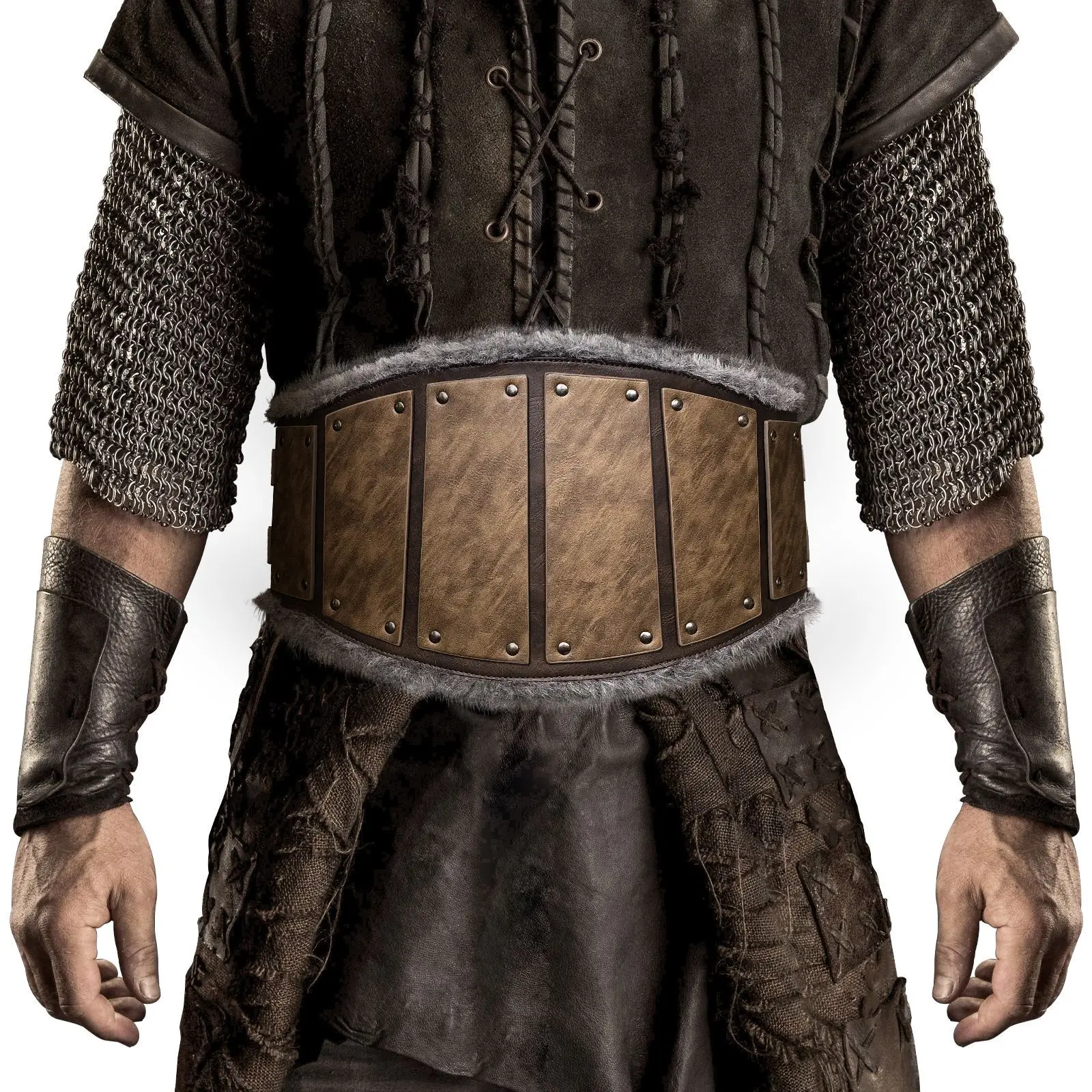 Medieval Knight Wide Waist Belt Faux Leather Furry Fur Leather Belt Retro Viking Knight Corset Pirate Armors Cosplay Props