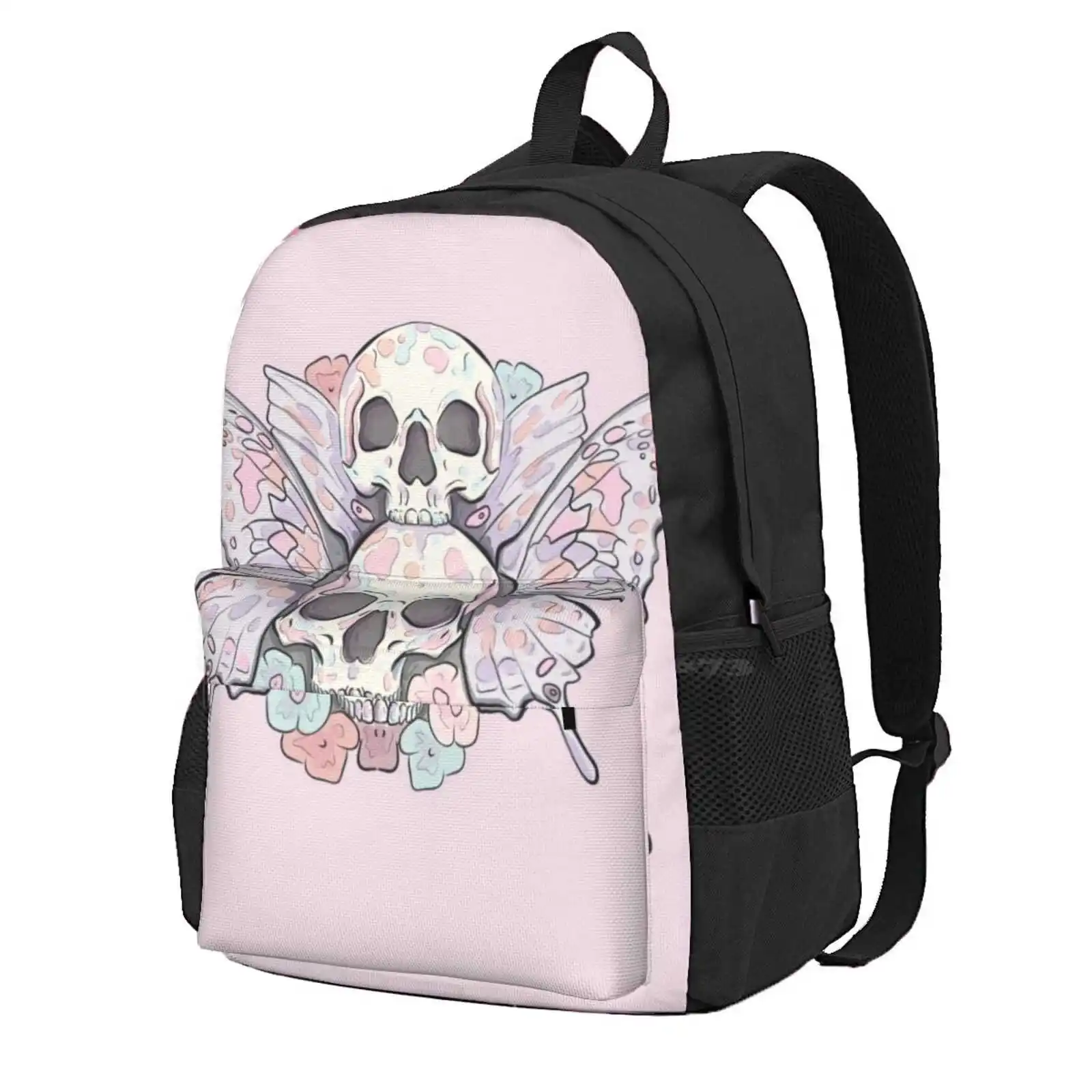 Pastel Death Moth Hot Sale Schoolbag Backpack Fashion Bags Pastel Pink Aesthetic Silence Of The Lambs Dark Gothic Skull Horror