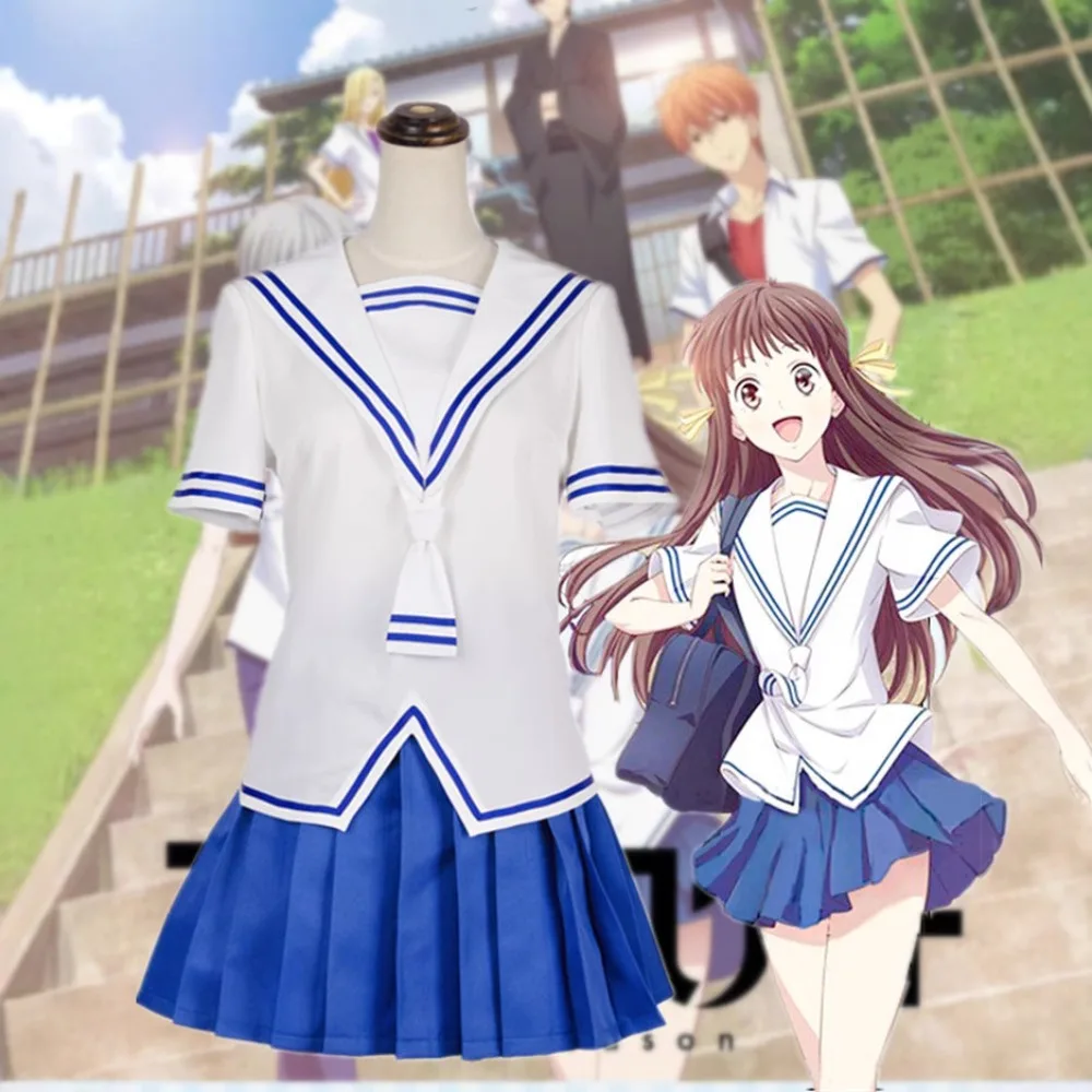 Fruits Basket Tohru Honda Yuki Soma Cosplay Costume White Japanese Sailor Uniform Full Set Adult Halloween Comic Con Outfit view 2