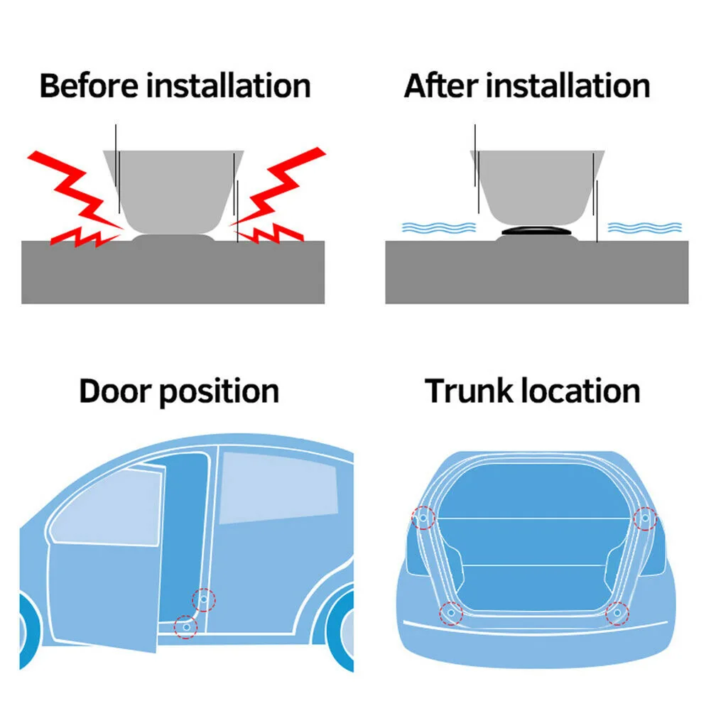 5PCS Auto Porta Ammortizzatore Pad Buffer Paraurti Anti-collisione Ammortizzante Guarnizione Per Auto Isolamento Acustico Adesivo Adesivo