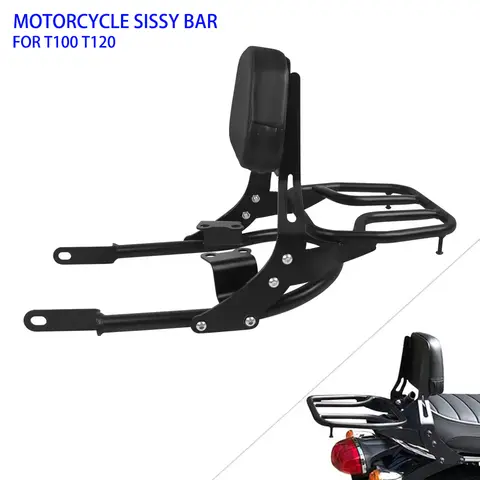 Bonneville T100 T 100 T120 T 120 스트리트 트윈 900 스크램블러 16-22 후면 수화물 랙 패드가있는 분리형 등받이 시시 바