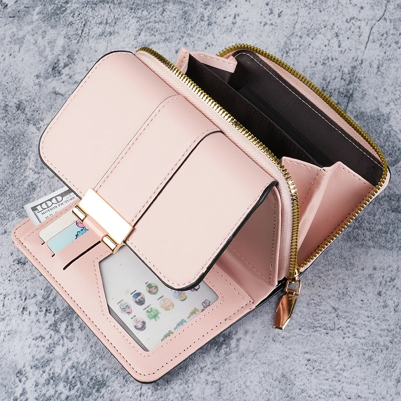 Ladies' fashionable short high-end coin purse, multi-functional folding wallet, multi-slot card case, card holder, coin case