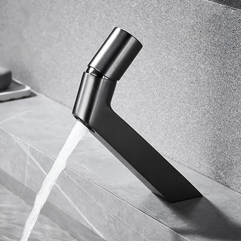 Bathroom Utensils Mixing Faucet Creative Design Brushed Gold Cold And Hot Basin Faucets One Hole Sink Metal Tap Accessories Bath