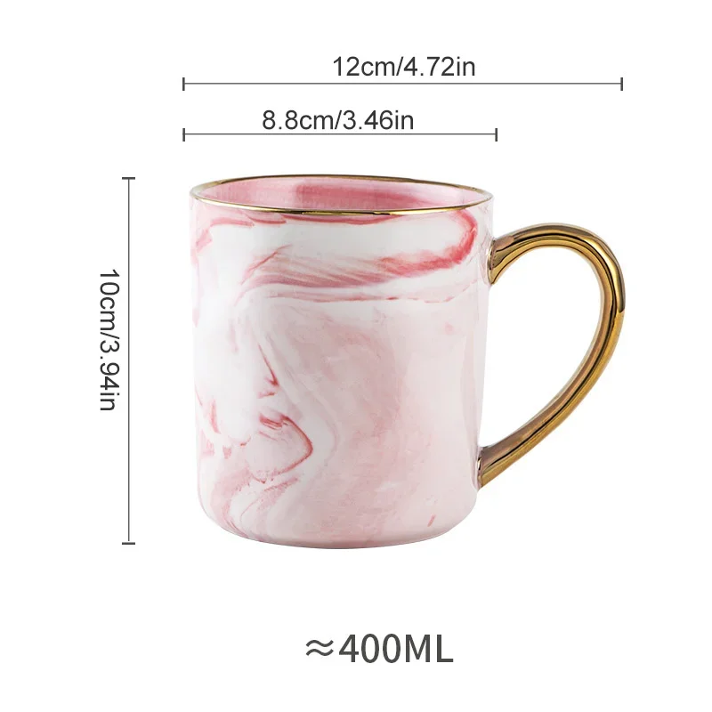 400ml Marbled Gold rim ceramic mug Nordic Coffee Cup Couple Anniversary Gift Breakfast Oatmeal Milk Cup Valentine\'s Day Gift