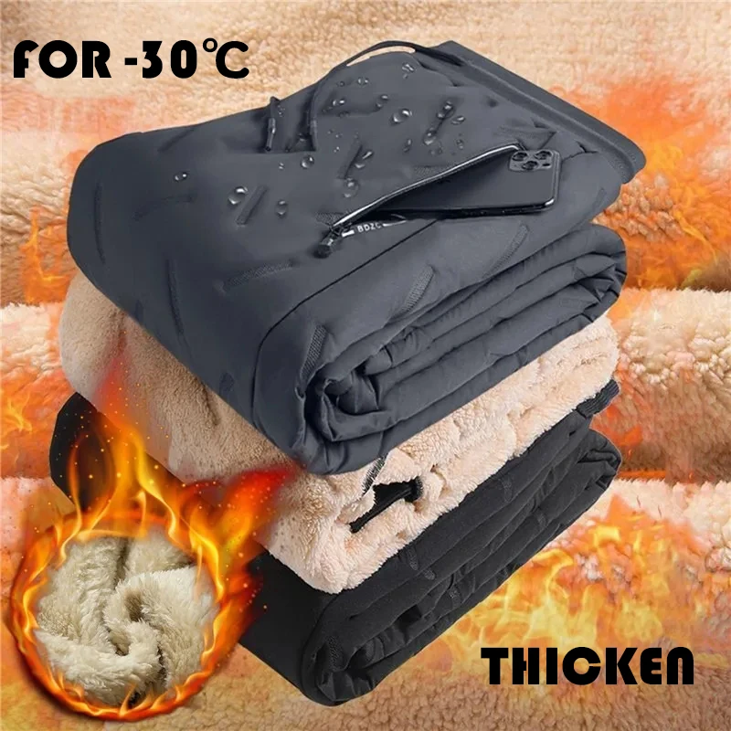 

5XL 6XL7XL 2025 Winter Men‘s Lambswool Sweatpants Warm Thicken Joggers WaterProof Casual Pants Men Add Fleece OverSize Trousers