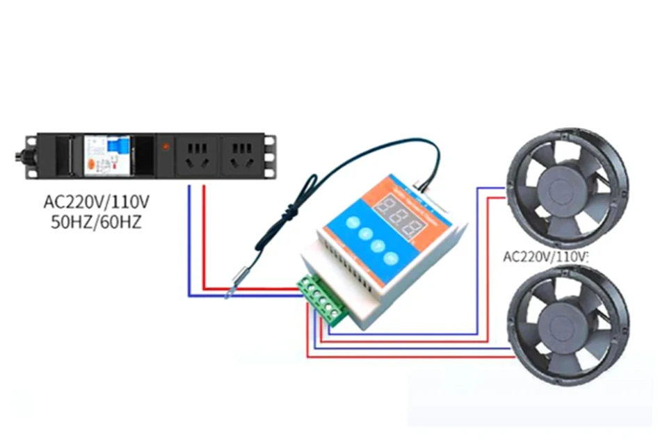 1000W AC 220V/110V Chassis Cabinet Temperature Control Heating AC Fan Motor Speed Regulation Thermostat Temp Switch Controlle