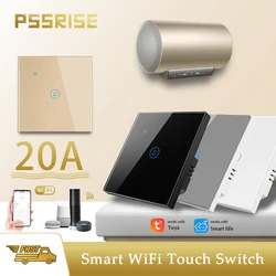 20A Smart WiFi Touch Water Heater Switch Tuya Smart Life APP Timer Google Home Alexa Voice Control Glass Panel Wall Power Switch