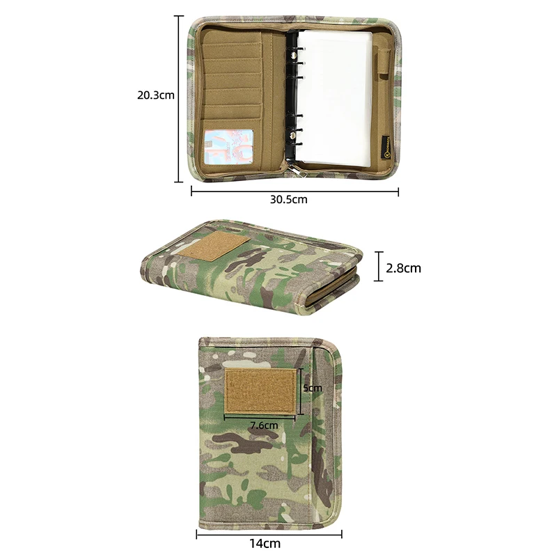 Tactical Book Cover Outdoor Diary Book Camouflage Oxford Binder Loose-Leaf Wear-resistant Notebook Weatherproof Hiking Camping