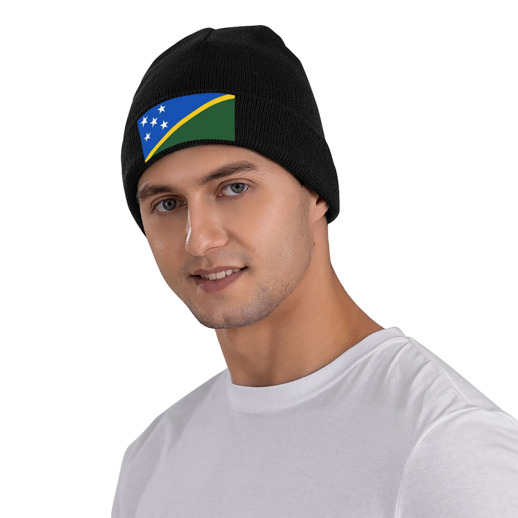 Solomon Islands Flag Knit Hat Beanie Winter Hats Warm Unisex New  Cap for Men Women Gifts