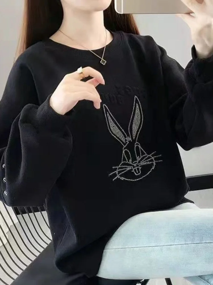 New 2025 Women's Letter Sweatirt Thin Long Sve round Ne Autumn Faion Outerwear Comfortable Loose Fit Korean Sle