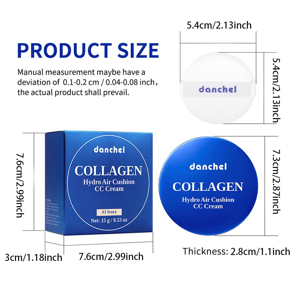 15g Collagen CC Cream Hydrating Skin Care Foundation Long Lasting Non-fading Cushion Makeup