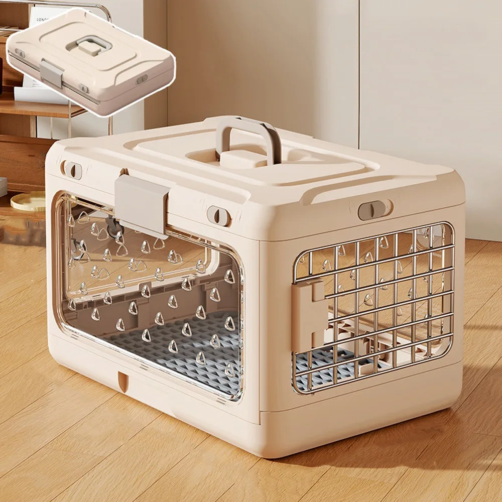 

Portable Collapsible Pet Carrier Box Breathable Thickening Foldable Cat Cage Plastic with Handle Cat Transport Box Car Carrying