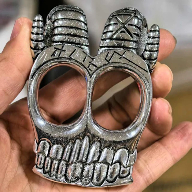 Handmade Ram Horn Skull Knuckles Vintage Ram Horn Punk Finger Skeleton Ring Gothic Full Finger Double Loop Ram Horn Rings