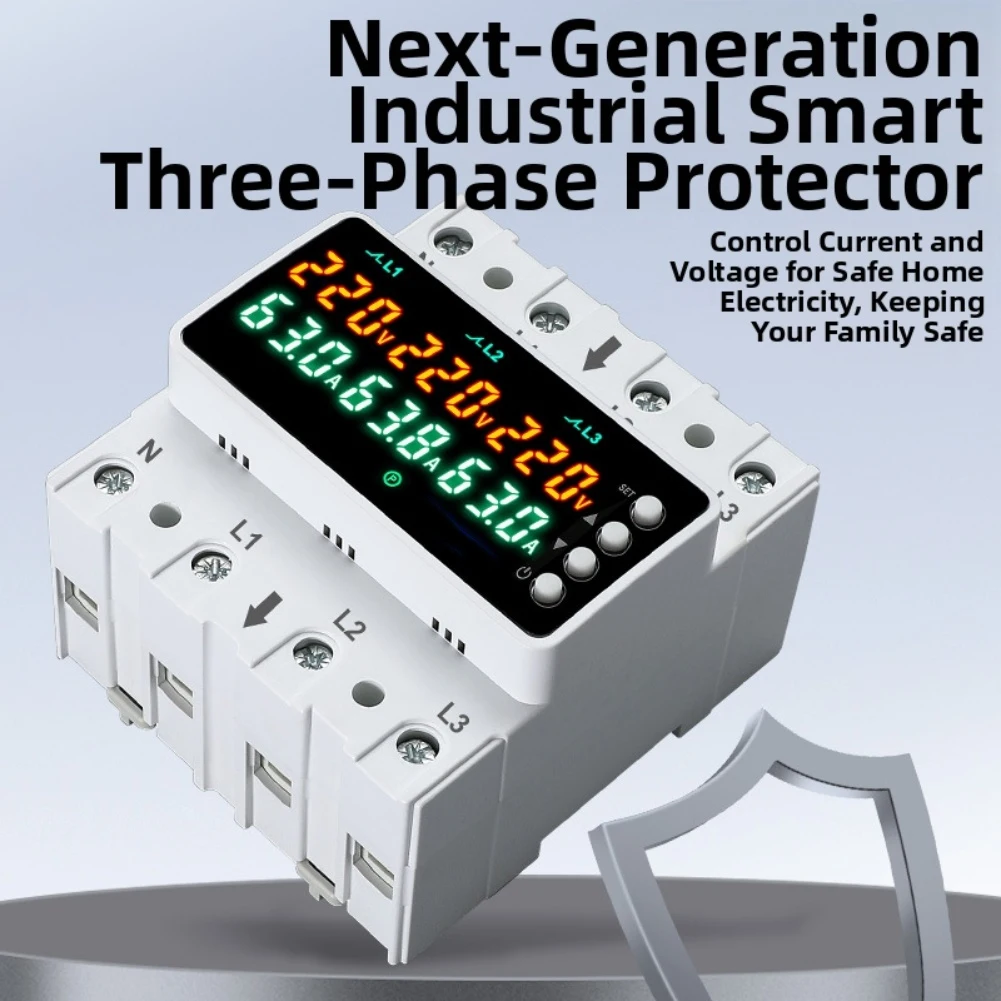 Adjustable Current Limiting Voltage Protector with Phase Loss Detection for Household Electrical Safety and Overvoltage Control