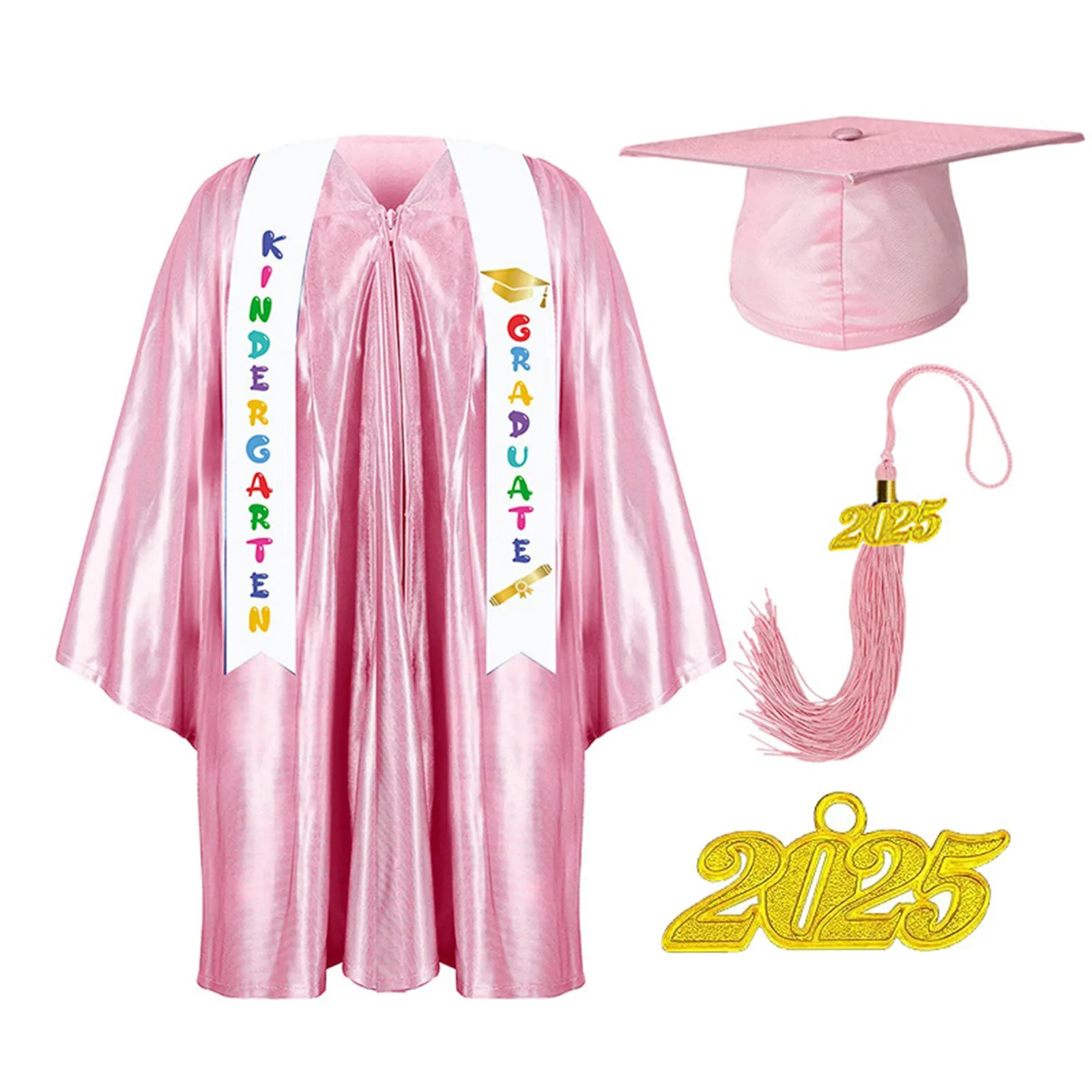 Bambini Abito accademico Uniformi scolastiche per bambini Scuola materna in età prescolare Abito da laurea Scialle Nappa Cap Set Abiti da festa