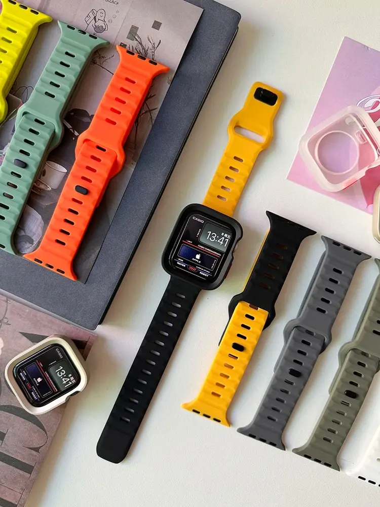 Tpu Case And Silicone Strap for Apple Watch Ultra2 S9 8 7 6 5 4 SE i Watch 49mm 45mm 44mm 41mm 40mm Protective Cover Bracelet