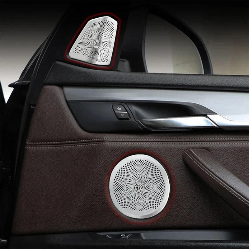 For BMW X5 X6 F15 F16 2014-19 stainless steel car styling accessories door horn protection cover audio speaker cover decoration