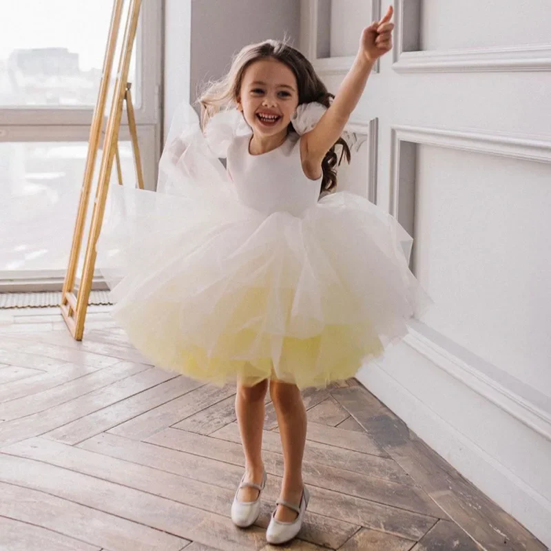 

Baby Girl Princess Elegent Tutu Dress Fly Sleeve Infant Child Tulle Vestido Pageant Party Birthday Baby Clothes 1-12Y