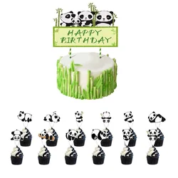 Panda Theme Party Cake Decoration, Cute Panda Cake Inserts, Panda Happy Birthday Toppers