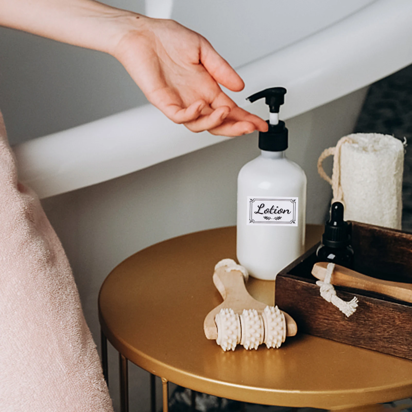 

6pcs Waterproof Labels Soap Dispensers Clear Fonts Material Bathroom Kitchen Glass Plastic Bottles Stickers Clean Simple