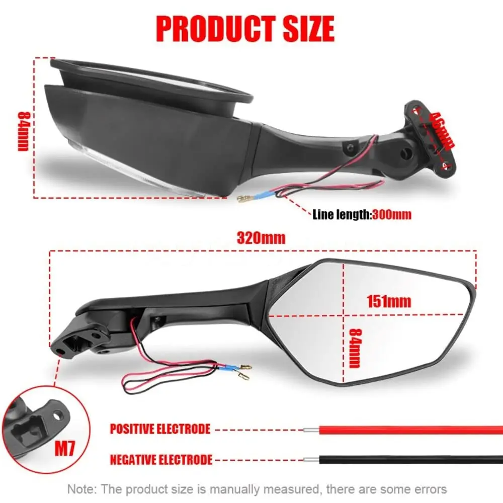 Motorcycle LED Rearview Mirror with LED Lights Side Mirrors for Kawasaki Ninja ZX 10R ZX-10R 2011-2015 2016-2020 H2 2014-2015