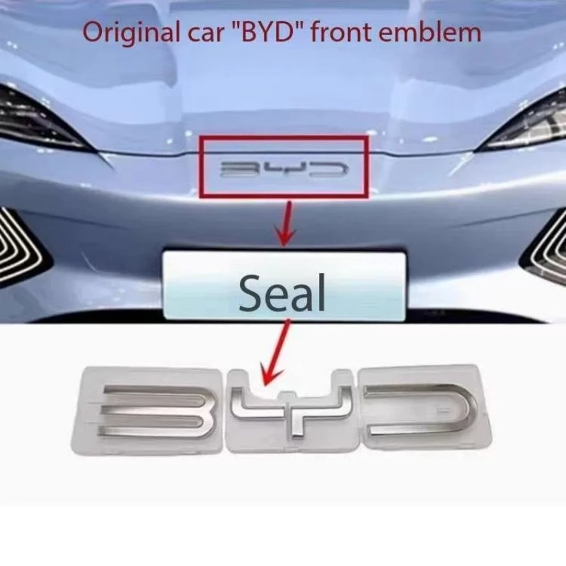 

For BYD Seal Front Logo Silver Black Color Bumper Emblem Accessories 1pc