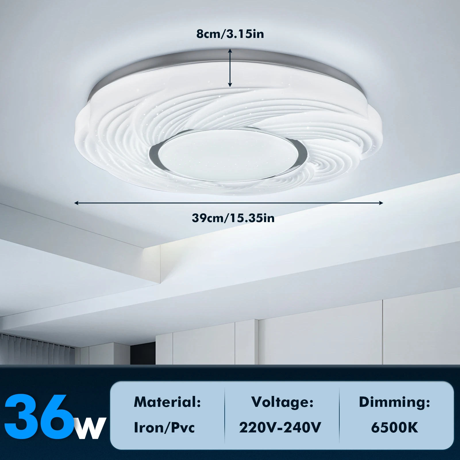 Kaltweiße LED-Deckenleuchte, Einzelstück, cremeweißes Design, Schlafzimmerbeleuchtung, minimalistische Deckenleuchte für das Hauptschlafzimmer, kreisförmiges Sternenhimmel-Muster