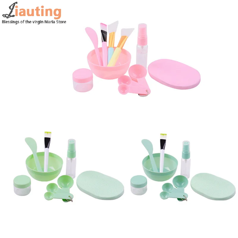 Juego de cuencos para máscara Facial, color rosa y verde, herramientas de belleza, botellas con cepillo, kits de herramientas para el cuidado de la piel, 9/11 Uds.
