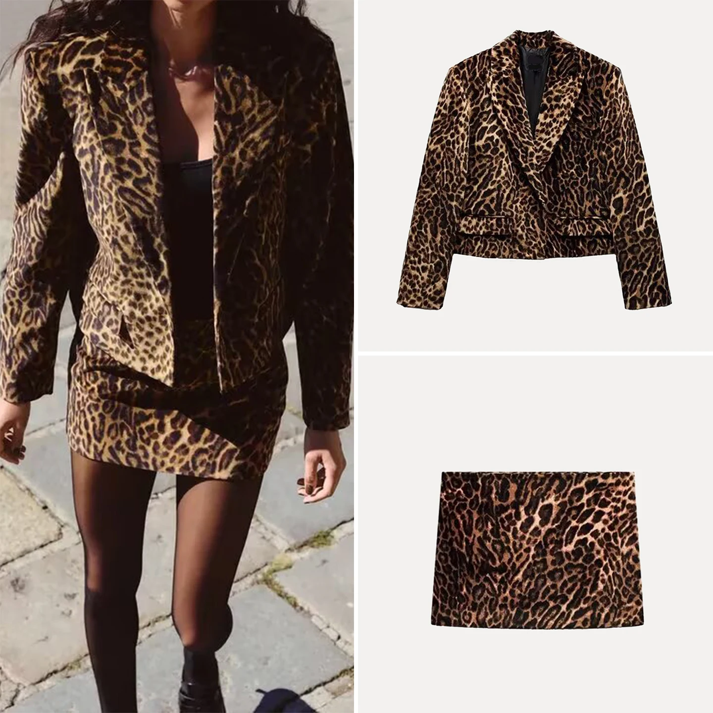 

Женский костюм: пиджак и юбка, повседневный комплект, короткая длина, на все сезоны, для взрослых, модный двухсоставный ансамбль, бренд Z