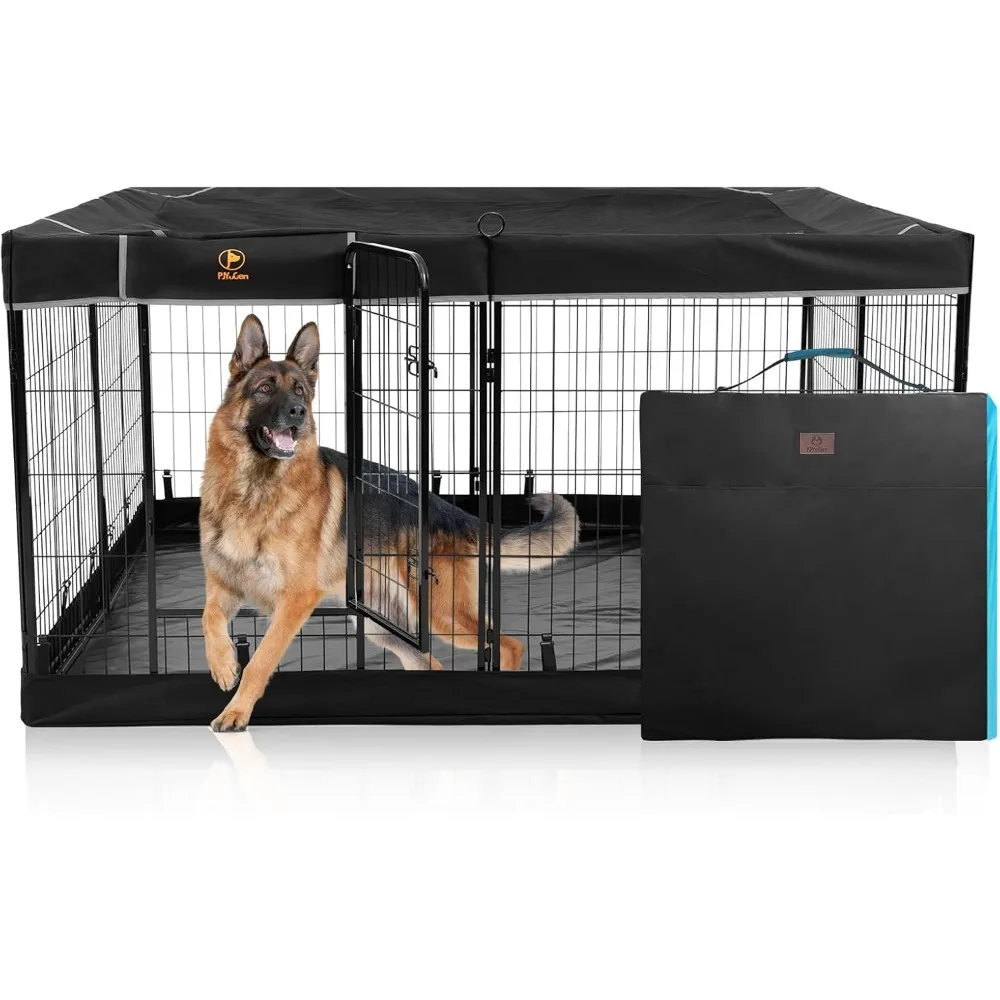 

Masterpiece Dog Playpen Plus Storage Bag，32" H 8 Panels Puppy Pen With Square Bottom & Top Cover,Heavy Duty Dog Fence