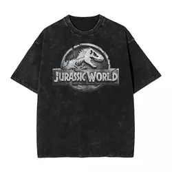 Dinosaur Jurassic Park Washed T Shirts Streetwear Hip Hop Casual T-Shirts Tees Tops for Men Women 100% Cotton Oversize Graphic