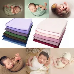 Newborn Photography Props Blanket Photo Shoot Backdrop Blanket Wrap Swaddling Milk Napped Cotton Stretchable Wraps