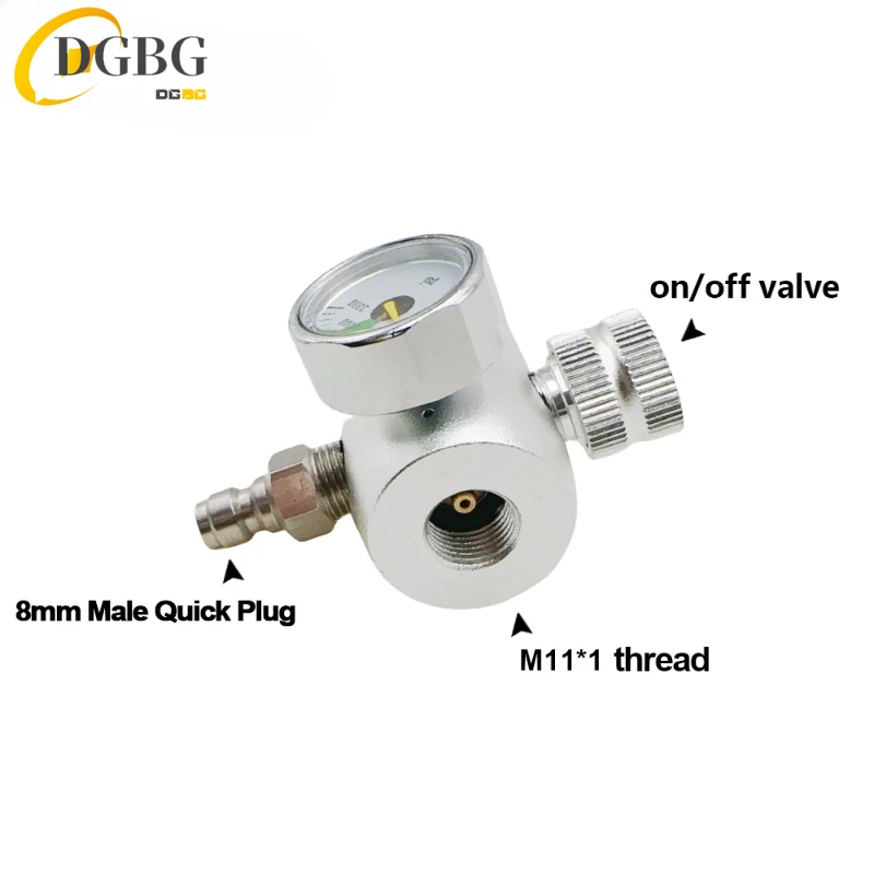 Whipped Cream Pressure Regulator Valves with M11 Threads and 8mm Male Quick Disonnect For N2O 0.95L Cans