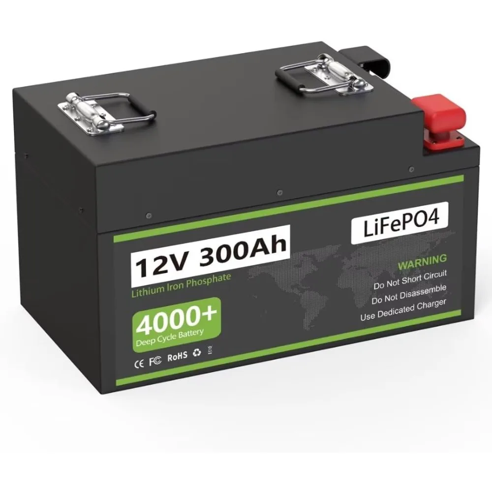 

12V 300Ah LiFePO4 Battery 12.8V Lithium Batteries with 200A BMS /50A Anderson Connector/LED Display/4000+ Cycles for RV Boat