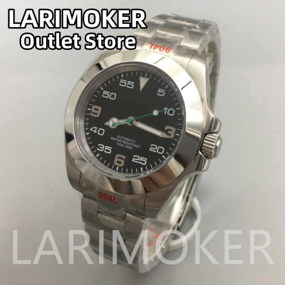 

LARIMOKER 40mm NH35A MIYOTA 8215 PT5000 Sapphire Glass Automatic Men Watch Stainless Steel Sliding Buckle Green Luminous