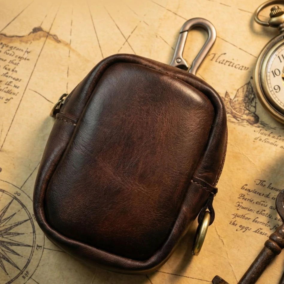 Rugged Vintage Leather Mini Cl - Edc Carry Coins 评论和价格