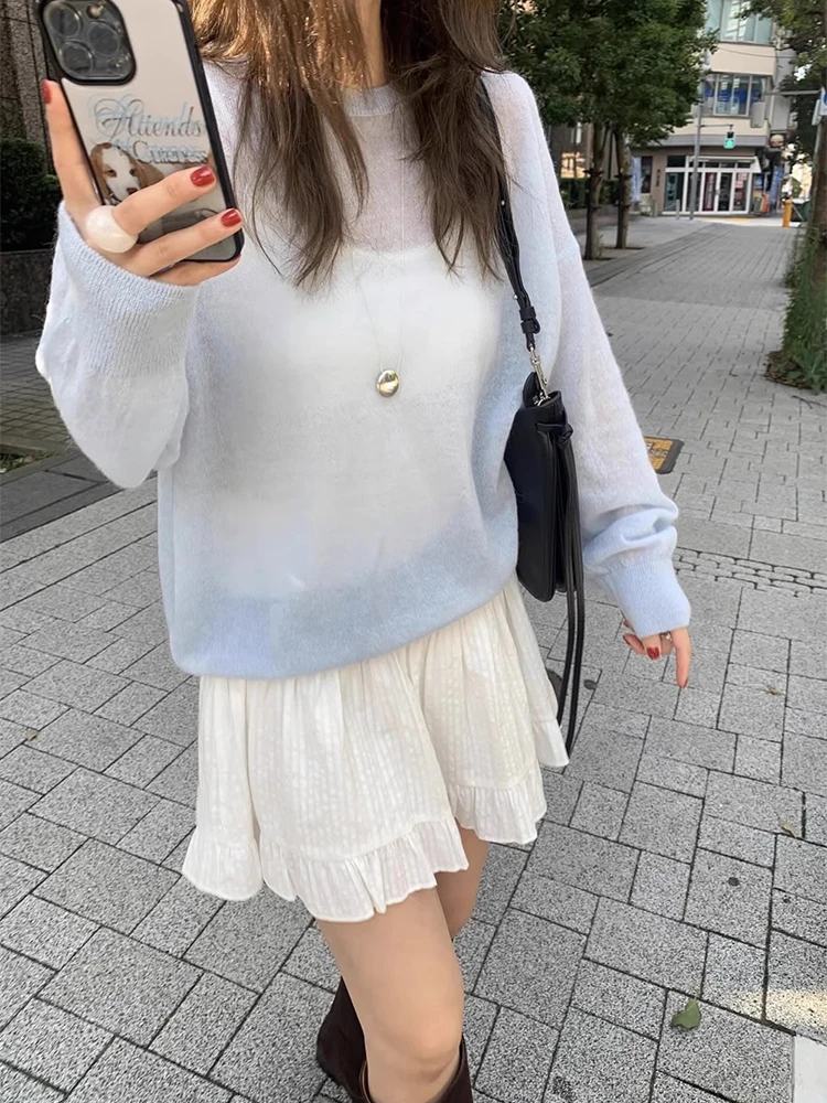 

Шикарный корейский женский вязаный топ Long Sve, круглый, мягкий, дышащий, для похудения, модный, осеннее, новое поступление