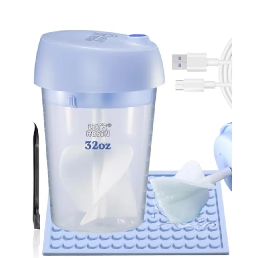 LET'S RESIN Upgraded Auto Resin Mixer, Hands-Free Easy Clean Epoxy Mixer with Silicone Mixing Cup, Rechargeable Electric Epoxy