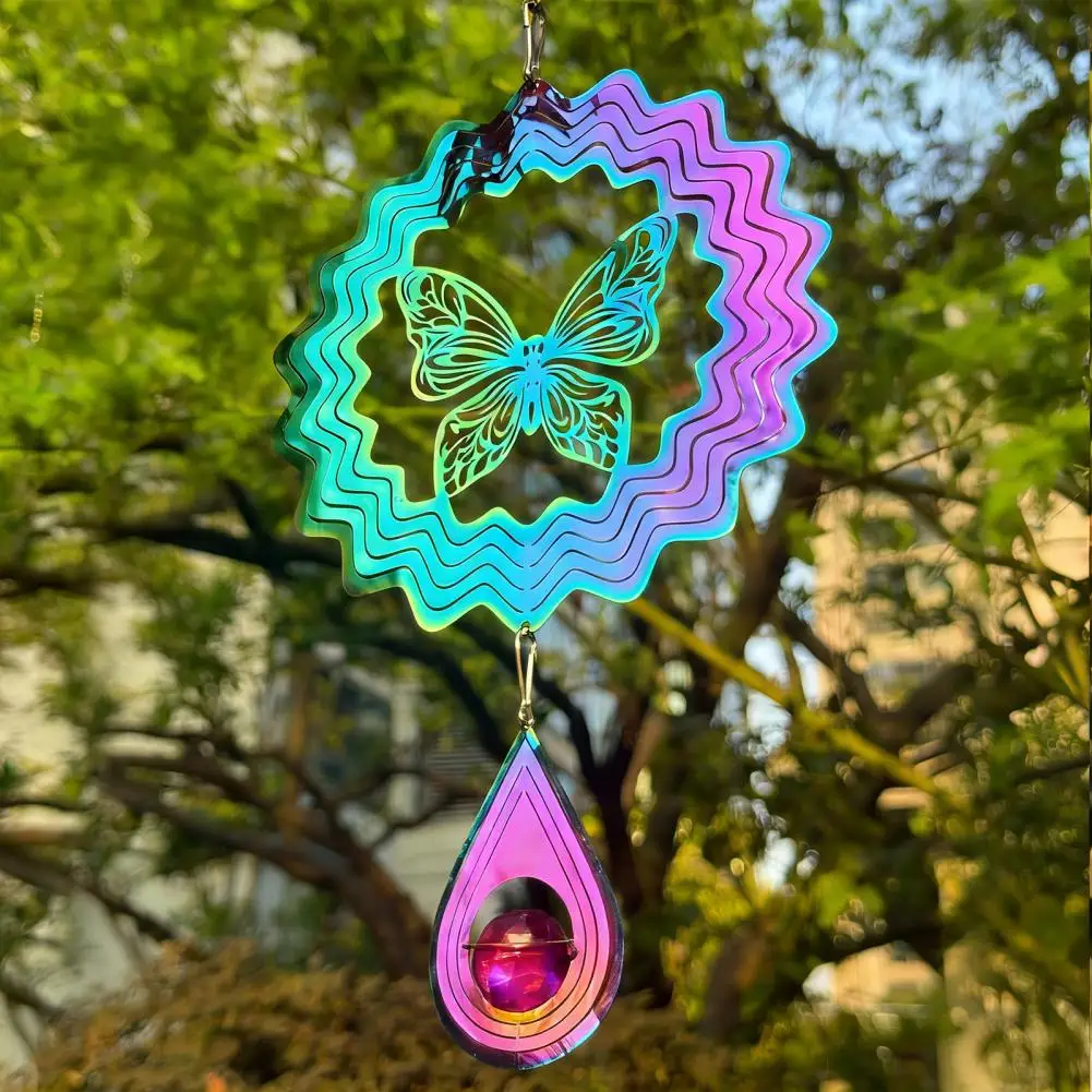Stainless Steel Pendant Stainless Steel Reflective Wind Spinners Outdoor Garden Decor Sparkly Metal Butterfly Spinner for Yard