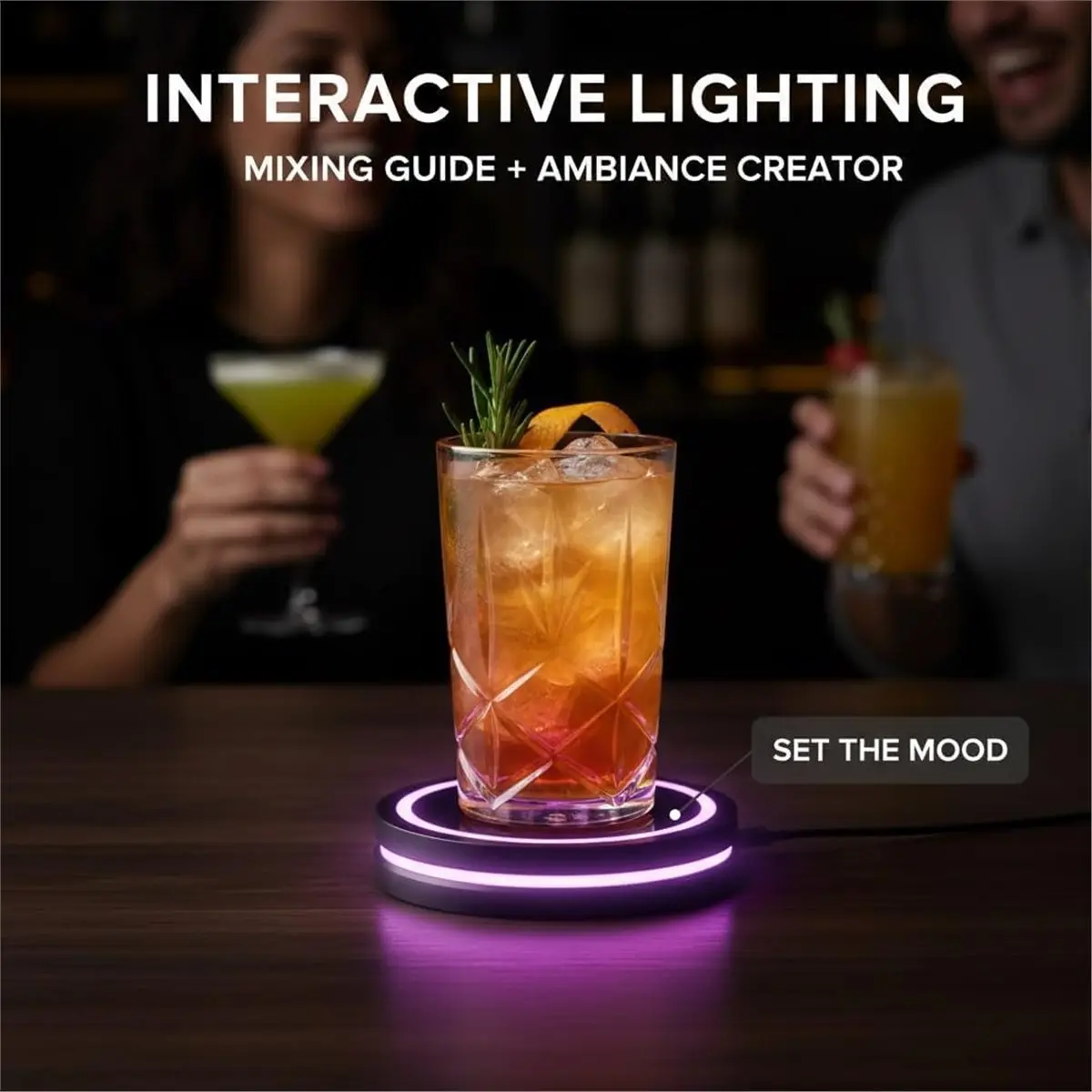 AA25 Smart Coaster Cocktail Machine Portable Cocktail Maker with Interactive Lighting & Smart Sensing Tech