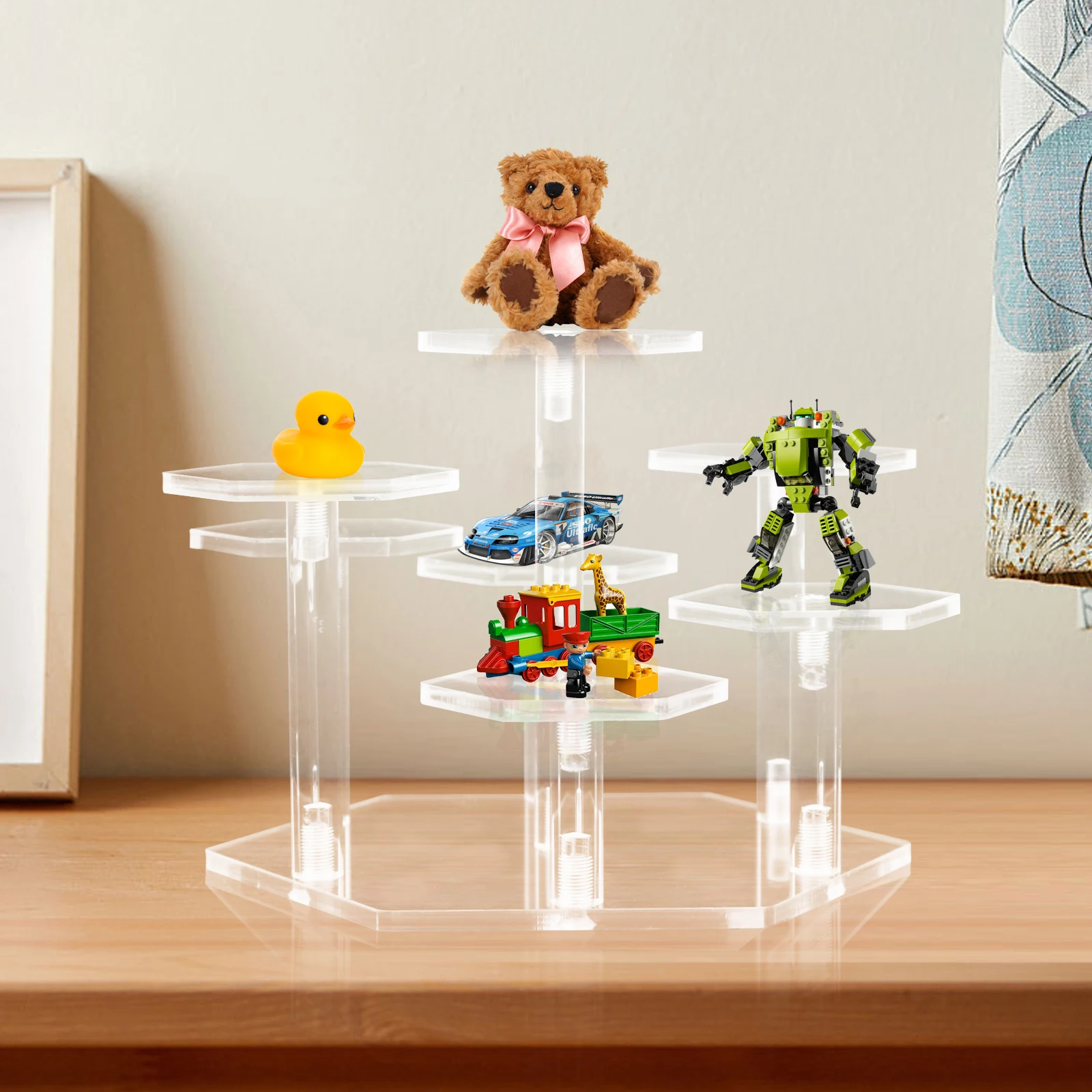 Acrylic Display Stand for Collectibles Toys and Dolls Jewelry Action Figures Collection Holder Cosmetic Items 7Layer