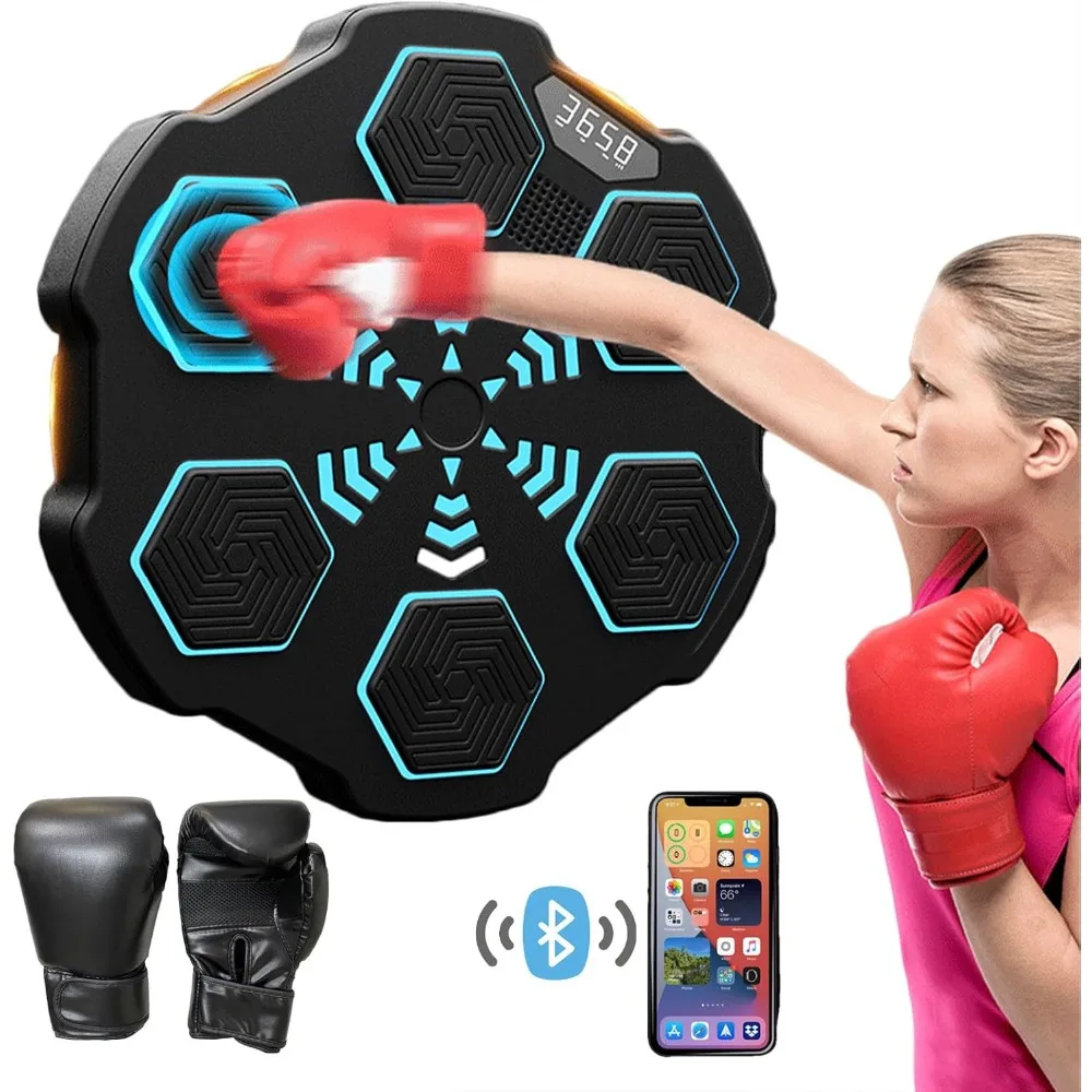 Boxing Wall Mounted Smart Bluetooth Music Trainer, Music Machine with Boxing Gloves,Electronic Boxing Target Workout