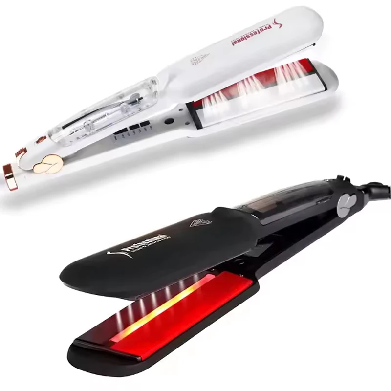 Professional electric hair straightener Ceramic negative ion hair straightener infrared heating steam iron spray splint