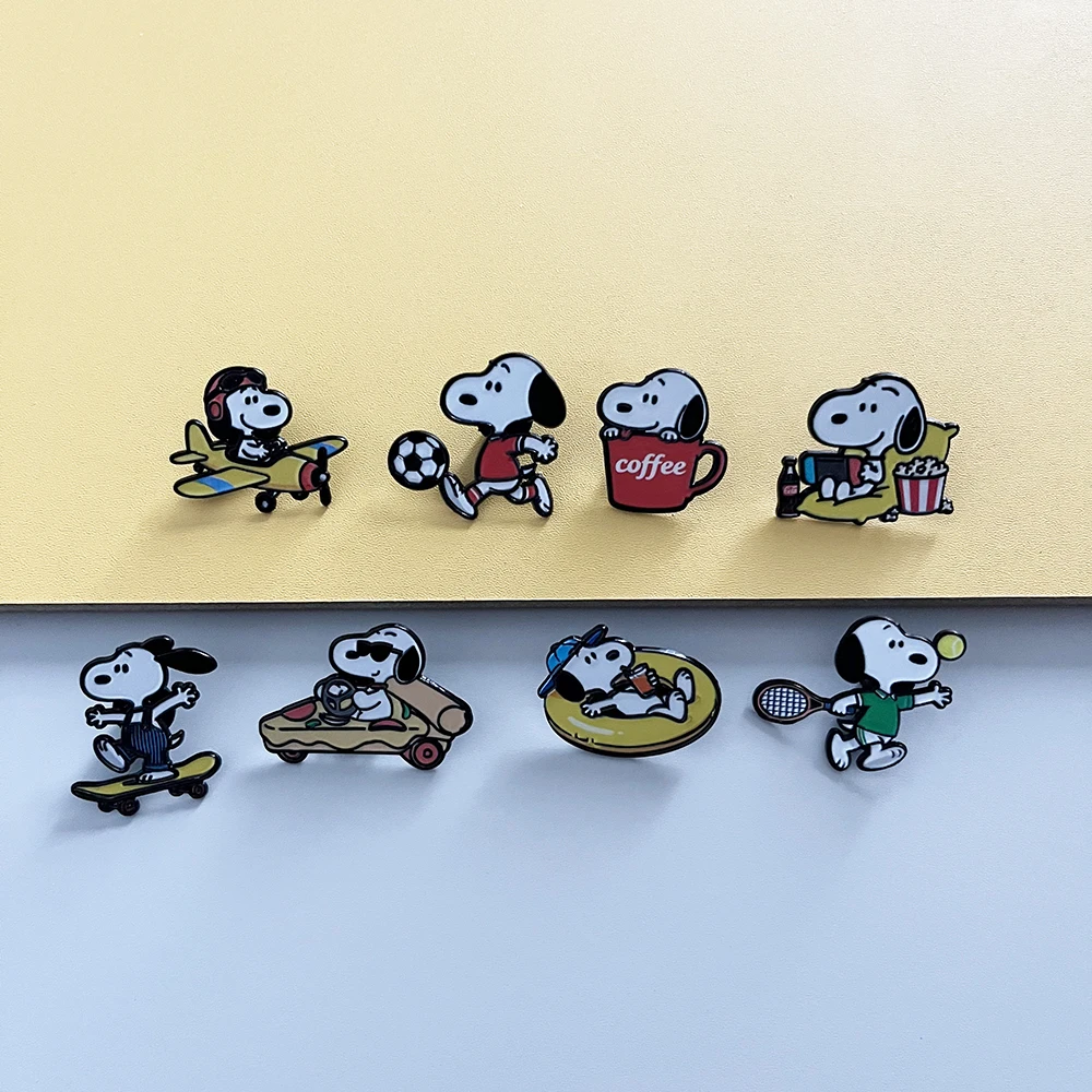 4/8 قطعة سنوبي الكلب المينا دبابيس مجموعة معدنية الكرتون شخصية دبابيس للجنسين مجوهرات الأزياء حقيبة تجميع ظهره ملحق هدية #5