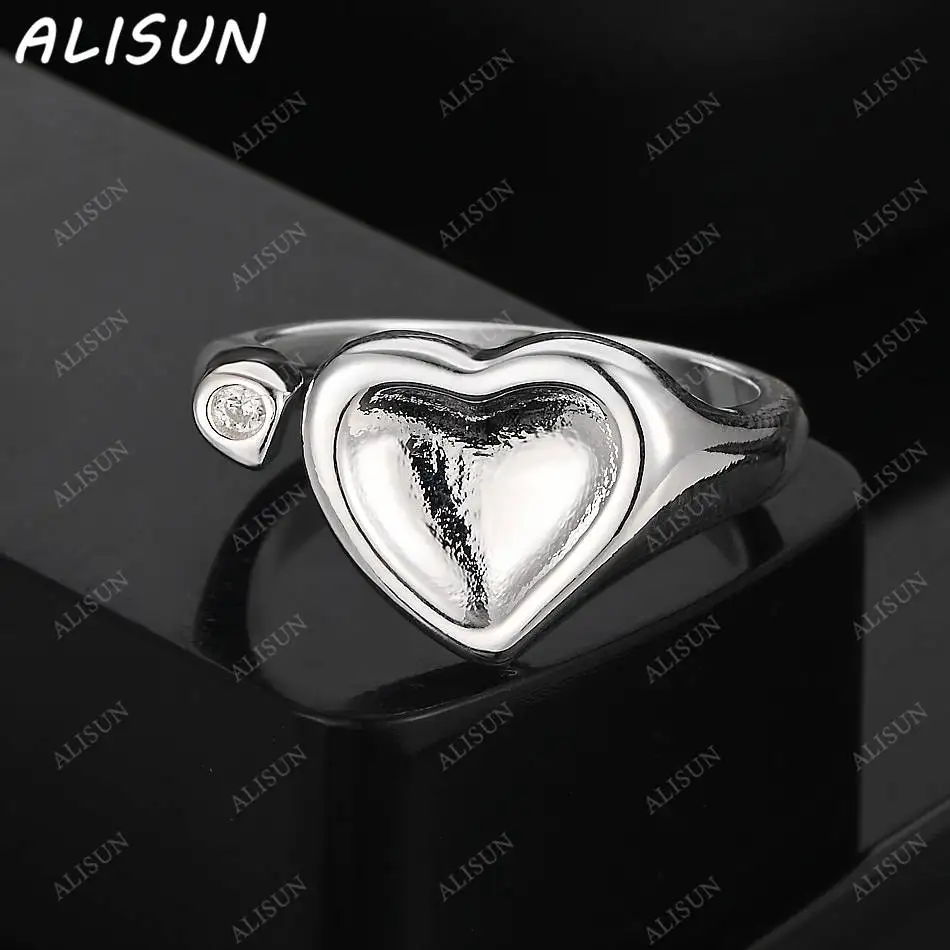 

ALISUN 925 Sterling Silver Heart Open Fine Ring For Women Fashion Jewelry Charm Grace Wedding Engagement Accessories